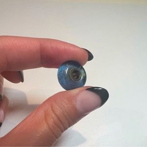 Retired Sparkly Blue and Yellow Trollbeads Glass Charm